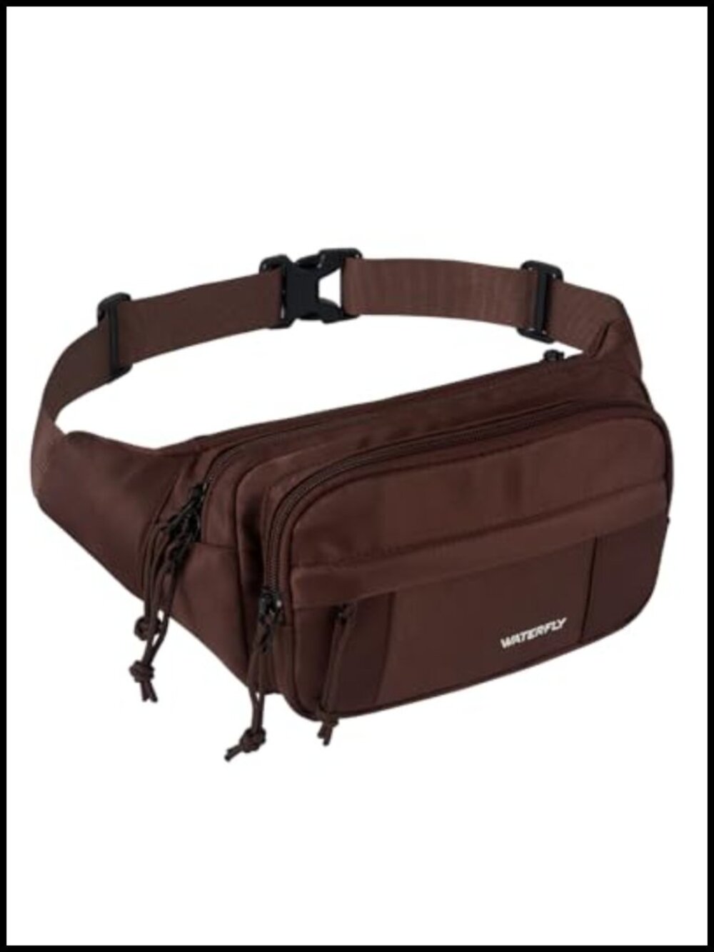 WATERFLY Fanny Pack Waist Bag 2.5L Large 5 Zipper Pockets Nylon for Women Men